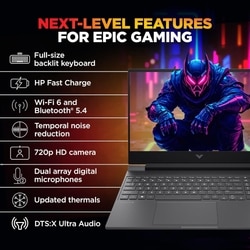 HP Victus 15 15-fa2654TX Gaming Laptop (Intel Core i5-13450HX/16 GB/512 GB SSD/6 GB-NVIDIA GeForce RTX 3050/Windows 11 Home/MS Office Home 2024, 1 year Microsoft 365 Basic/Full HD), 39.6 cm - 15.6 inch, Performance Blue, Chrome Logo 6