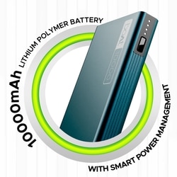 boAt EnergyShroom 10000 mAh Power Bank, 2-way 22.5 Watts Fast Charging, 12 Layer Smart IC Protection, High Temperature and Scratch Resistant, LED Indicators, 1 Type-C Two Way Port, 1 Micro USB Input Port, 2 USB-A Output Ports, Steel Blue 2