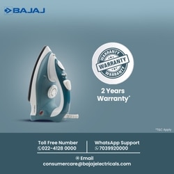 Bajaj MX 3 Neo 1250 W Steam Iron, 180 ml Tank, 12 g/min Steam, Non-Stick, Blue & White 5