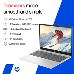 HP 15 Laptop, Intel Core 5-120U, 16GB DDR4 RAM, 512GB SSD, Intel Iris Xe Graphics, 15.6 inch (39.62 cm) FHD Anti-Glare 250nits, Backlit Keyboard, Windows 11 Home, MS Office 2024, 1 Year M365, Natural Silver, 15-FD0664TU 6