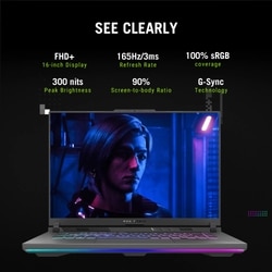 Asus ROG Strix G16 G614PH-RV073WS Gaming Laptop (AMD Ryzen 9 8940HX Processor/16 GB/1 TB SSD /8 GB GDDR7-NVIDIA GeForce GPU/Win 11/MSOffice Home 2024/Full HD), 40.6 cm - 16 inch, Eclipse Gray 2