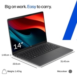 HP OmniBook 3 Laptop, AMD Ryzen 3 30, 8GB LPDDR5 RAM, 512GB SSD, AMD Radeon 610M Graphics, 14 inch (35.56 cm) FHD Anti-Glare 300nits, Backlit Keyboard, Windows 11 Home, MS Office 2024, Mica Silver, 14-HY0034AU 10
