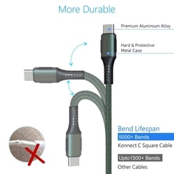 Portronics Konnect Square C Type C to Type C Charging Cable, Green 4