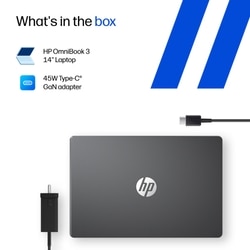HP OmniBook 3 Laptop, AMD Ryzen 3 30, 8GB LPDDR5 RAM, 512GB SSD, AMD Radeon 610M Graphics, 14 inch (35.56 cm) FHD Anti-Glare 300nits, Backlit Keyboard, Windows 11 Home, MS Office 2024, Mica Silver, 14-HY0034AU 12