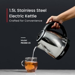 Prestige PKOSS 1.5 L 1500 W Stainless Steel Electric Kettle, Single-Touch Lid Locking, 360 Degree Swivel Base, Silver 5