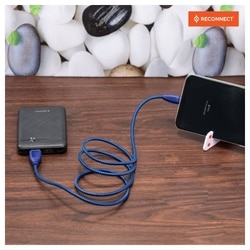 Reconnect RATCB1003 USB-C Braided Cable, 480 Mbps Data Speed, 18W, 3A Fast Charging, 100 cm (1 m) Length, Premium Sturdy Design, Nylon Braiding, Compatible with USB-C Ports, Made in India, Blue 5