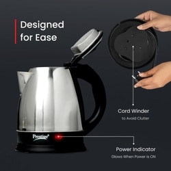 Prestige PKOSS 1.5 L 1500 W Stainless Steel Electric Kettle, Single-Touch Lid Locking, 360 Degree Swivel Base, Silver 3