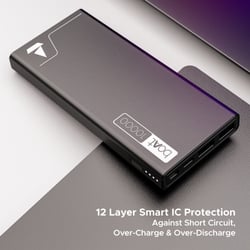 boAt EnergyShroom 10000 mAh Power Bank, 2-way 22.5 Watts Fast Charging, 12 Layer Smart IC Protection, High Temperature and Scratch Resistant, LED Indicators, Carbon Black 4