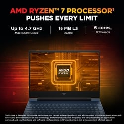 HP Victus 15-Fb3124AX Gaming Laptop (AMD Ryzen 7 7445H/16 GB /512 GB SSD/6 GB-Nvidia GeForce RTX 4050 /Windows 11 Home/MS Office Home 2024 + 1 year M365 Basic/Full HD), 39.62 cm - 15.6 inch, Performance Blue 3