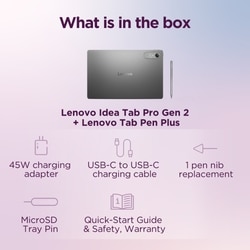 Lenovo Idea Tab Pro Gen 2 33.02 cm (13 inch) Wi-Fi Tablet with Pen, 256 GB, 12 GB RAM, Luna Grey, ZAHD0729IN 12