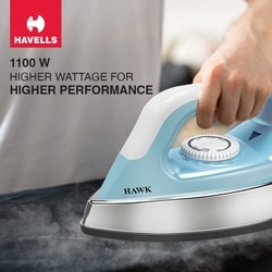 Havells Hawk Heavy Weight Dry Iron 1100 W, Non-Stick, Blue 6
