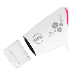 BPL Hair Dryer 1200 W, Ionic, 3 Heat Settings, Overheat Protection, Detachable Concentrator, Foldable, White & Pink, 2 years warranty, BHDFI00312 10