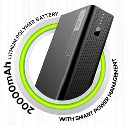 boAt EnergyShroom 20000 mAh Power Bank, 2 way 22.5 watt Fast Charging, Quick Charge 3.0, High Temperature and Scratch Resistant,12-Layer Smart IC Protection, 1 Type-C Two Way Port, 1 Micro USB Input Port, 2 USB-A Output Ports, LED Indicators, Carbon Black 2