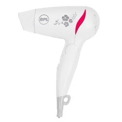 BPL Hair Dryer 1200 W, Ionic, 3 Heat Settings, Overheat Protection, Detachable Concentrator, Foldable, White & Pink, 2 years warranty, BHDFI00312 2