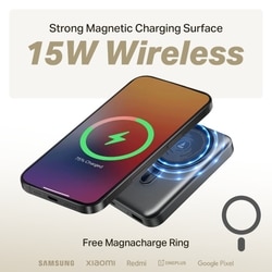 boAt EnergyShroom PB331 MagnaCharge, 10000 mAh Power Bank, 22.5 Wired Charging & 15 W Wireless Charging, Dual Port Type A & C, Fast Charging, 12 Layer Smart IC Protection, Ash Black 5