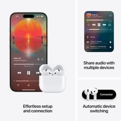 Apple AirPods 4 with Active Noise Cancellation, Adaptive Audio and Transparency mode, Voice Isolation, Hey Siri and Siri Interactions, Up to 5 hours of listening time on a single charge, True Wireless Earbuds 8
