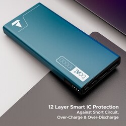 boAt EnergyShroom 10000 mAh Power Bank, 2-way 22.5 Watts Fast Charging, 12 Layer Smart IC Protection, High Temperature and Scratch Resistant, LED Indicators, 1 Type-C Two Way Port, 1 Micro USB Input Port, 2 USB-A Output Ports, Steel Blue 4