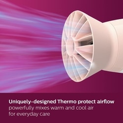 Philips Hair Dryer 1600 W, ThermoProtect, 3 Heat & Speed Settings, Foldable, White, BHD308/30 2