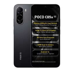 POCO C85x 5G 128 GB, 4 GB RAM, Black, Mobile Phone