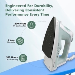 Havells Elece 1200 W Steam Iron, 170 ml Tank, 12 g/min Steam, Non-Stick, Pista Green 6