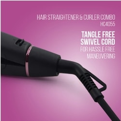 Havells Hair Straightener & Curler Combo, Black, ceramic coated plates, HC4055 5