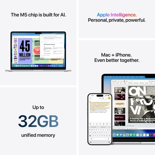Apple MDVA4HN/A MacBook Air (Apple M5 Chip/16 GB/1 TB SSD/macOS/Liquid Retina), 38.91 cm (15.3 inch), Silver
