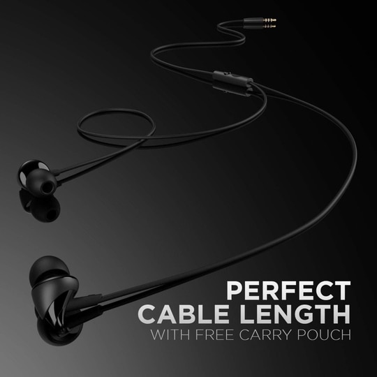 boAt BassHeads 100 in-Ear Wired Earphones with Hawk Inspired Design, Integrated Multifunction control, Super Extra Bass & Instant Voice Assistant (Black)