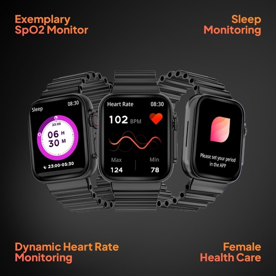 Fire-Boltt Gladiator Smartwatch with 4.97 cm (1.96 inch) HD Display & 600 nits Brightness, Bluetooth Calling, Upto 7 Days Battery, 120+ Sports Modes, Functional Crown, AI Voice Assistant, IP67 Water Resistant (Ocean Black)