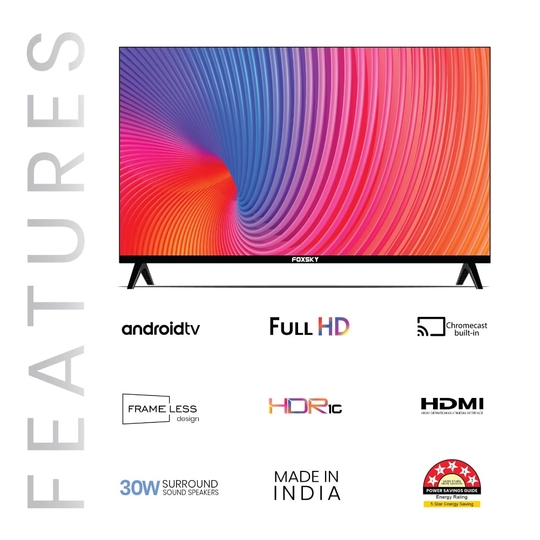 Foxsky 109 cm (43 inch) Full HD Smart LED TV 43FS-Voice (Black) 2025