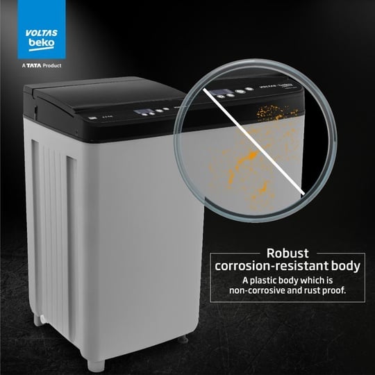 Voltas Beko 6.5 kg Top Load, 700 RPM, Double Water Fall, 4 Wash Program, Wing Pulsator, Lint Filter, Grey, 5 Star (WTL6504UEA)