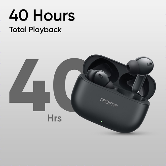 realme Buds T310 TWS Bluetooth Earbuds with 12.4 mm Dynamic Bass Driver, 40 Hrs Total Playback, Fast Charge (10 min Charge for 5 hrs Playback), Vibrant Black