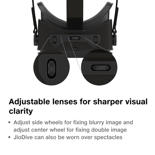 JioDive VR Headset Immersive 360 Degree Viewing Experience Live Sports, Movies, TV Shows & Live TV Channels VR Games & YouTube 360 Supports 4.7-6.7 inch Android & iOS Phones Black