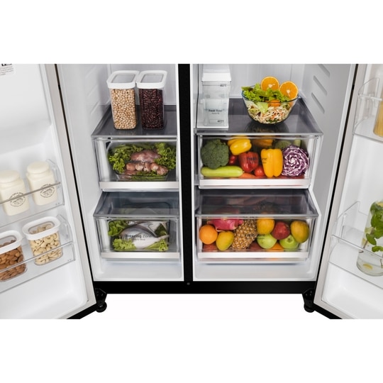 LG 630 L 3 Star Frost Free Side by Side Refrigerator, Matt Black, L257CMC3