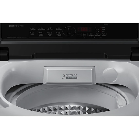 Samsung 7 kg Top Load, Ecobuble Technology, 700 RPM, Direct Inverter Motor, Dual Wing Pulsator, Middle Black, 5 Star (WA70BG4441BY)