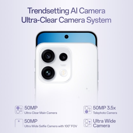 OPPO Reno16c 256 GB, 8 GB RAM, Starry White, Mobile Phone