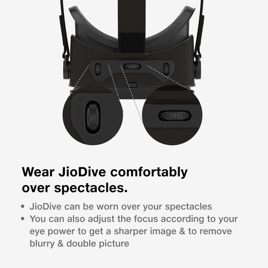 JioDive VR Headset Immersive 360 Degree Viewing Experience Live Sports, Movies, TV Shows & Live TV Channels VR Games & YouTube 360 Supports 4.7-6.7 inch Android & iOS Phones Black