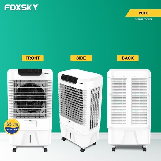 Foxsky Polo 65 L Desert Air Cooler with Honeycomb Cooling Pads, 100% Copper Motor