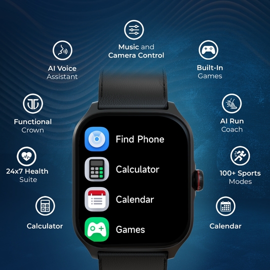Titan Zeal Premium Metal Smartwatch with 4.69 cm (1.85 inch) AMOLED Display, BT Calling, AI Coach, 100+ Sports Modes, Voice Assistant & IP68 Water Resistance, Rose Gold & Brown Leather