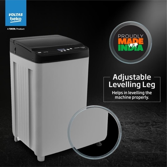 Voltas Beko 6.5 kg Top Load, 700 RPM, Double Water Fall, 4 Wash Program, Wing Pulsator, Lint Filter, Grey, 5 Star (WTL6504UEA)
