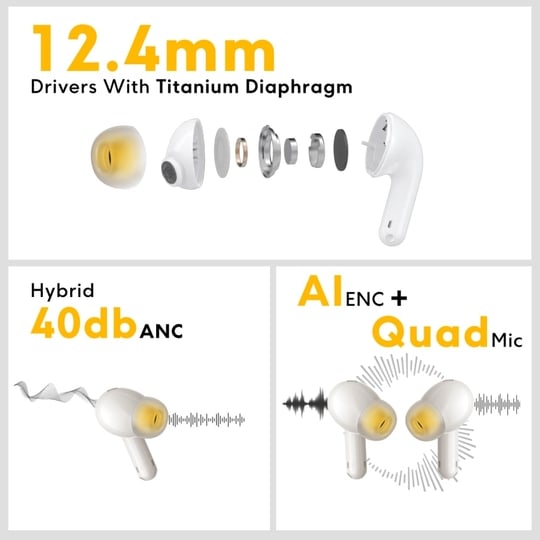 POCO Buds X1 TWS Earbuds with 40 dB ANC, 36 Hrs Playtime