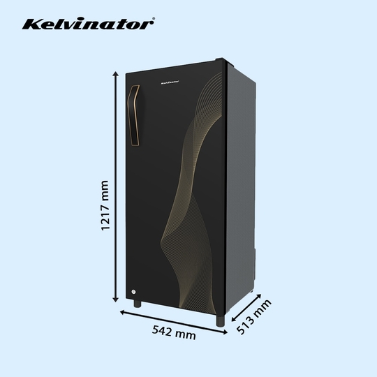 Kelvinator 190 litres 2 Star Single Door Refrigerator Refrigerator, Black KRD-A210BKG