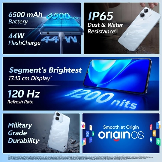 Vivo T5 Lite 5G 256 GB, 6 GB RAM, Wave Blue, Mobile Phone