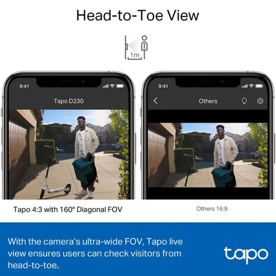 TP-Link Tapo D230S1 2K 5Mp/1920p Smart Wireless Security Video Doorbell
