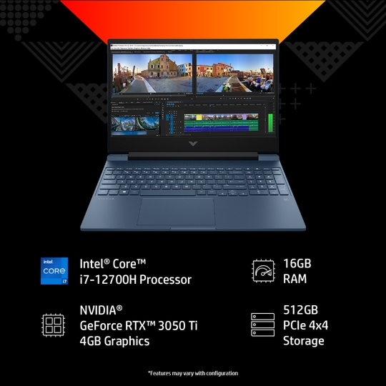 HP Victus 15 15-fa2429TX Gaming Laptop (Intel Core 5 210H/16 GB/512 GB SSD/6 GB-NVIDIA GeForce RTX 4050/Windows 11 Home/MS Office Home 2024/Full HD), 39.6 cm - 15.6 inch, Performance Blue, Chrome Logo