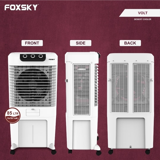 Foxsky Volt 85 L Desert Air Cooler with Honeycomb Cooling Pads, 100% Copper Motor