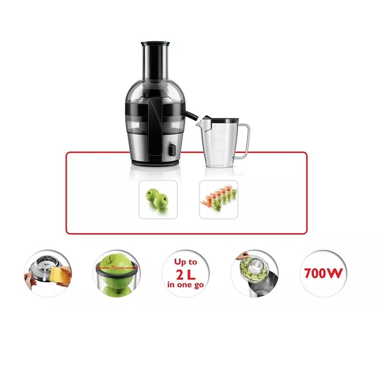 Philips Viva Collection HR1863 700-Watt Juicer with QuickClean, Up to 2L Juice In One Go (Black)