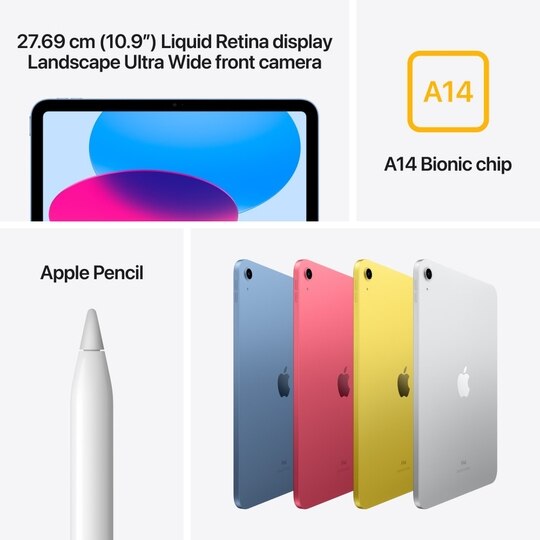 Apple iPad 10th Gen (2022) 27.69 cm (10.9 inch) Wi-Fi + Cellular Tablet, 64 GB, Blue, MQ6K3HN/A, 5G