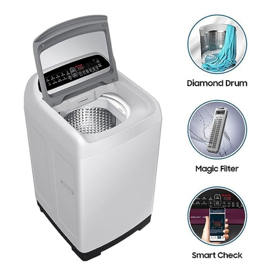 Samsung 6.5 kg Top Load, Digital Inverter technology, Wobble Technlogy, Lint Filter, Gray, 5 Star (WA65T4262GG)