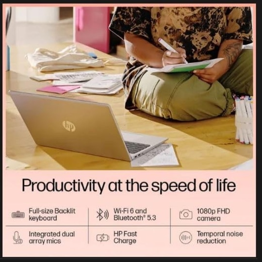HP 15s 15 FD0623TU Standard Laptop (13th Generation Intel Core i3 Processor/8 GB/512 GB SSD/Intel integrated SoC/Windows 11 Home/MS Office Home 2024 + 1 year M365 Basic/Full HD), 39.62 cm - 15.6 inch, Natural Silver