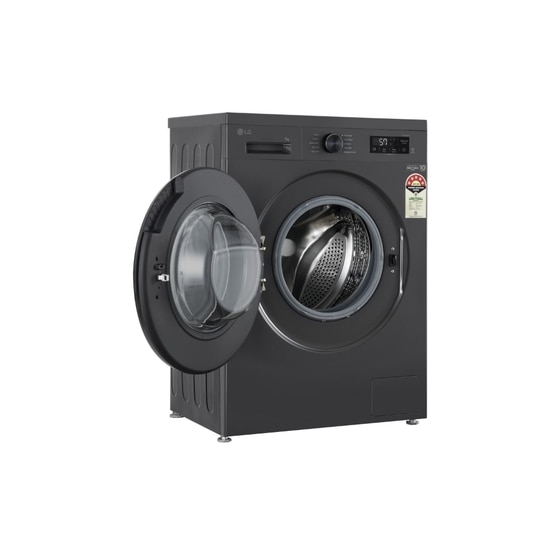 LG 7 kg Front Load, Direct Drive Motor, 6 Motion DD, Steam, Touch Control, Middle Black, 5 star (FHB1207ZMA)